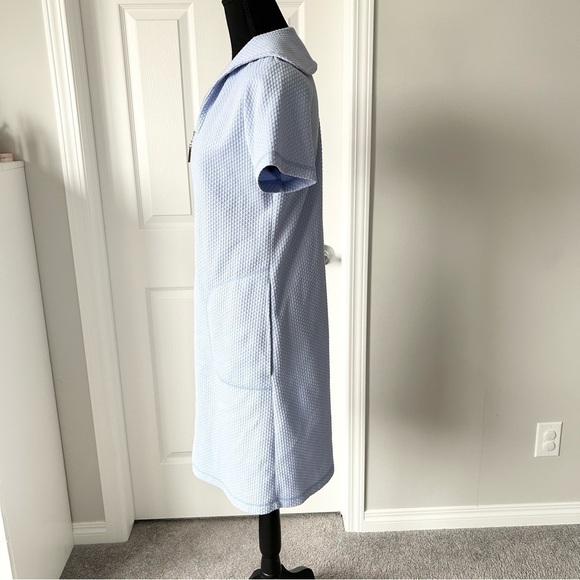 Vintage Diamond Tea Textured Zip  Up Uniform Style Mini Dress - Picture 3 of 13